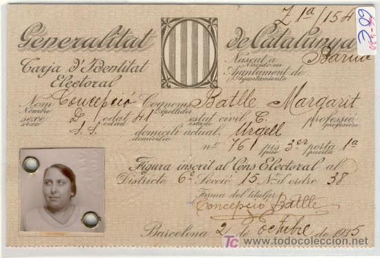 Militaria: (GC-430) TARJETA ELECTORAL GENERALITAT DE CATALUNYA