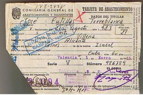 Militaria: tarjeta de abastecimiento - Foto 1