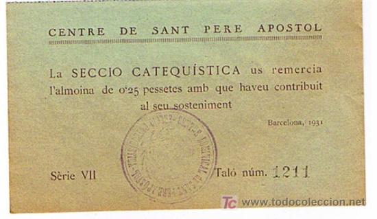 Militaria: vale de seccion catequista a&ntilde;o 1931