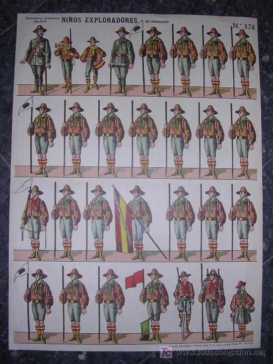 Militaria: RECORTABLE NI&Ntilde;OS EXPLORADORES EN FORMACION