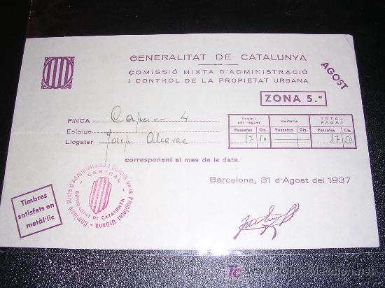 Militaria: FACTURA GENERALITAT DE CATALUNYA