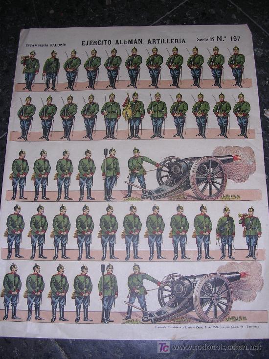 Militaria: RECORTABLE EJERCITO ALEM&Aacute;N ARTILLERIA SERIE B NUM. 167