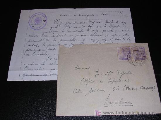 Militaria: CARTA DEL BANDO NACIONAL 1940, BON TRABAJADORES N&ordm;78