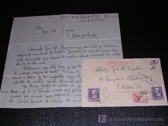 Militaria: CARTA  DE LOS NACIONALES 1939