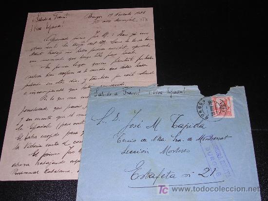 Militaria: CARTA DE LOS NACIONALES 1938