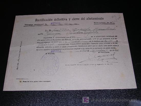 Militaria: RECTIFICACION DEFINITIVA Y CIERRA DEL ALISTAMIENTO, 1938, PINEDA DE MAR