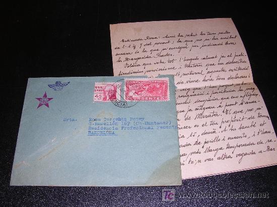 Militaria: CARTA REMITE TRANSPORTES DEL EJERCITO DE MANIOBRA, PLAZA REPUBLICA, VALENCIA 1938