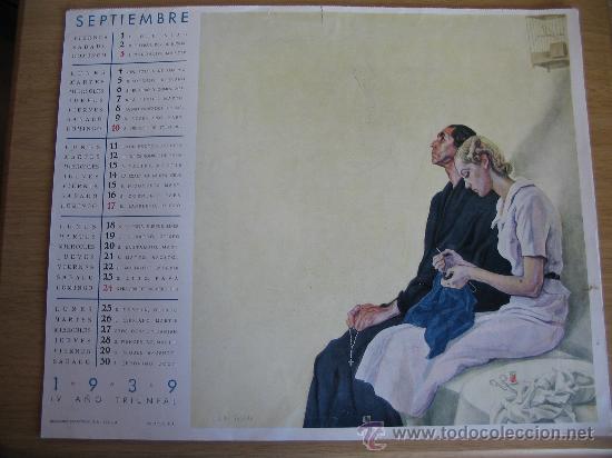 Militaria: HOJA CALENDARIO SEPTIEMBRE DE 1939 (39X32 CM.)