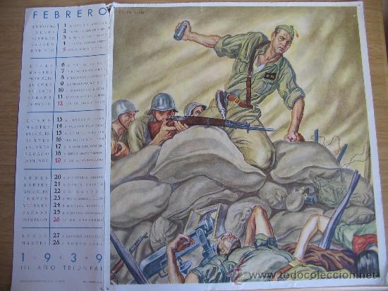 Militaria: HOJA CALENDARIO FEBRERO DE 1939 (39X32 CM.)