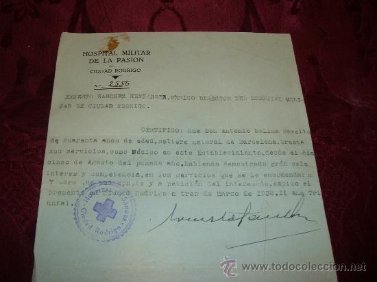 Militaria: hospital militar de la pasion,ciudad rodrigo, marzo 1938