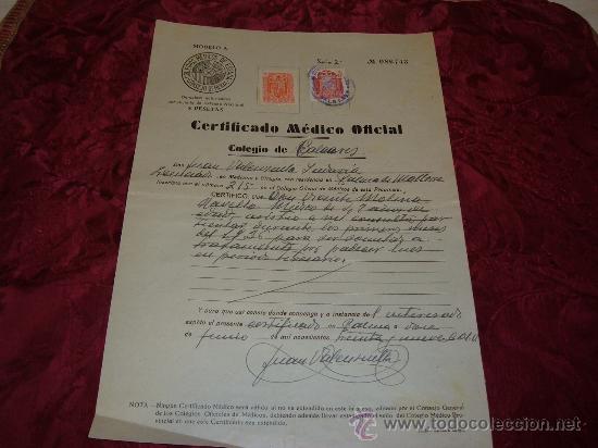 Military Antiques: certificado medico colegio de baleares  1939,vi&ntilde;etaa colegio para huerfanos de medicos
