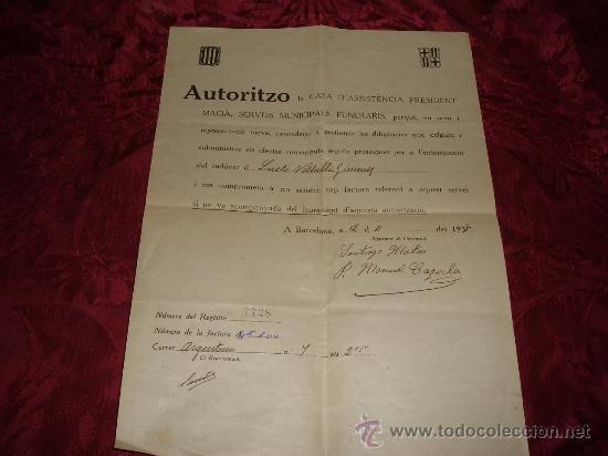 Militaria: autoritzo la casa d assistencia president macia serveis municipals funeraris 19 38