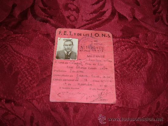 Military Antiques: carnet de militante f.e.t de las j.o.n.s gerona 1941
