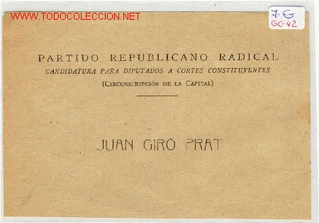 Militaria: CANDIDATURA PARTIDO REPUBLICANO RADICAL