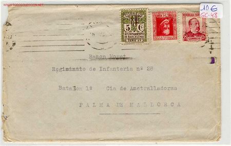 Militaria: REGIMIENTO DE INFANTERIA N&ordm;28 BATALLON 1&ordm; CIA.AMETRALLADORAS DE PALMA DE MALLORCA