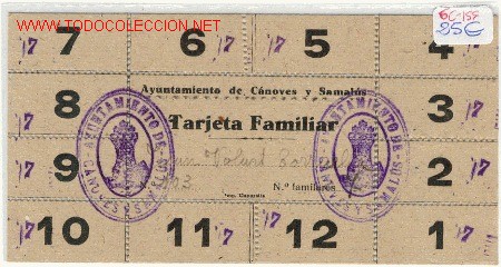Militaria: TARJETA FAMILIAR AYUNTAMIENTO DE CANOVES Y SALAMUS