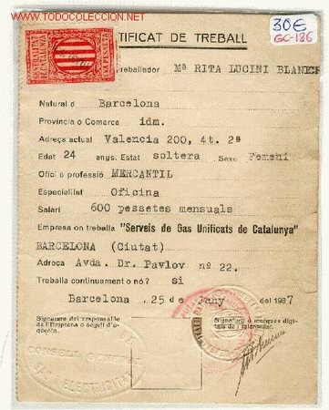 Militaria: CERTIFICADO DE TRABAJO - Foto 1