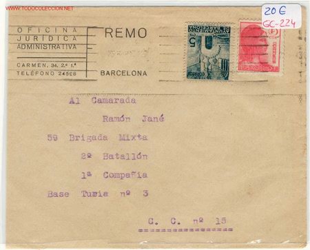 Military Antiques: SOBRE 59 BRIGADA MIXTA-GUERRA CIVIL