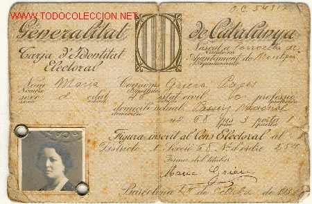 Militaria: (GC-282) CARNET ELECTORAL GENERALITAT DE CATALUNYA