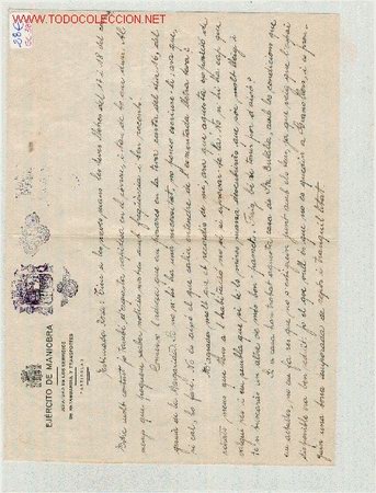 Militaria: (GC-386) CARTA EJERCITO DE MANIOBRA-Guerra Civil