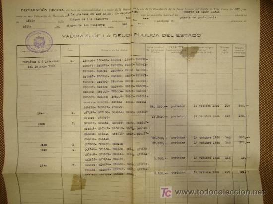 Militaria: LA REPUBLICA VALORES DEL DEUDA PUBLICA DEL ESTADO CONVENTO RR.MM. CONCEPCIONISTAS 9 DE ENERO 1937