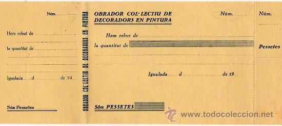 Militaria: IGUALADA 193.. - FACTURA OBRADOR COL&middot;LECTIU DE DECORADORS EN PINTURA