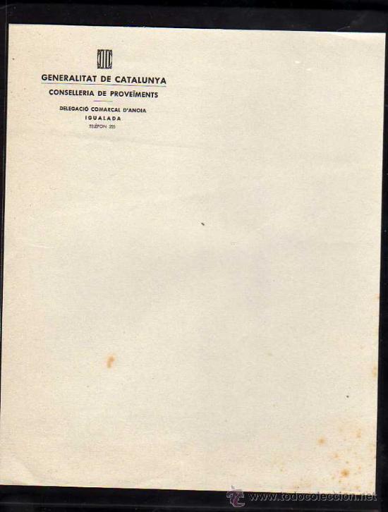 Militaria: IGUALADA - GENERALITAT DE CATALUNYA, CONSELLERIA DE PROVEIMENTS