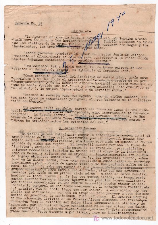 Militaria: AYUDA DEL ARZOBISPO DE WESTMINSTER A ESPA&Ntilde;A. 1940