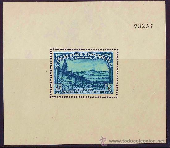 Military Antiques: espa&ntilde;a - defensa de madrid - hojita bloque - a&ntilde;o 1938 - filatelia