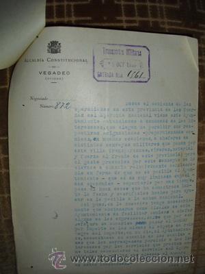 Militaria: 1936 GUERRA CIVIL  ALCALD&Iacute;A CONSTITUCIONAL DE VEGADEO  DOS DOCUMENTOS
