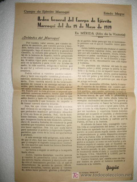 Militaria: Documento del Cuerpo de Ejercito Marroqu&iacute;.Guerra Civil Espa&ntilde;ola.