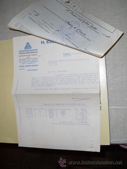 Militaria: 1937 GUERRA CIVIL VIGO RECLAMACION DE PAGO DE SUMINISTROS DE MATERIAL KRUPP