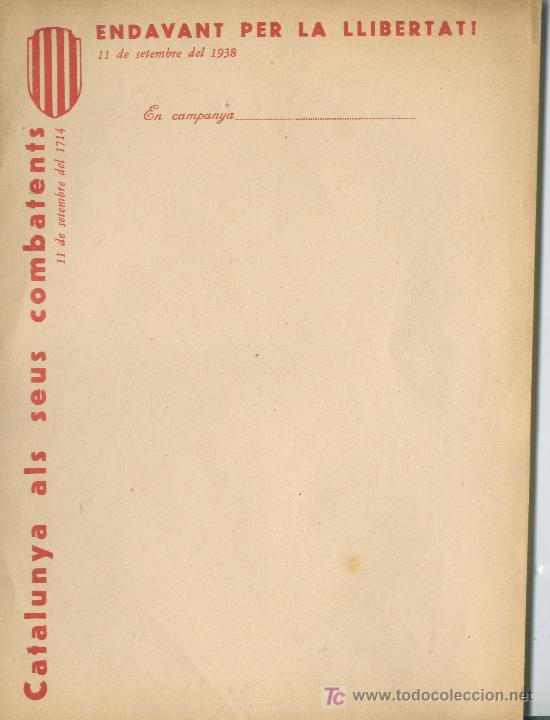 Military Antiques: Papel de carta para los soldados catalanes del Ej&eacute;rcito Popular de la Rep&uacute;blica. 11 Septiembre 1938