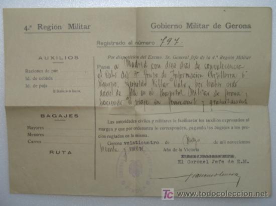 Military Antiques: Alta medica de un herido en la Guerra Civil Espa&ntilde;ola.Gerona mayo de 1939.