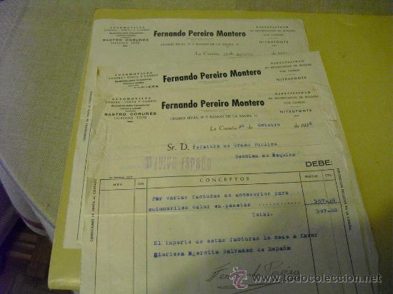 Militaria: 1936 GUERRA CIVIL  TRES FACTURAS CUYO IMPORTE SE DONA AL EJERCITO