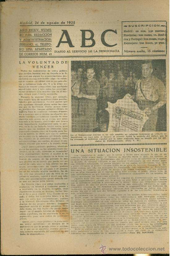 Militaria: ABC MADRID 24 AGOSTO 1938. BANDO REPUBLICANO. VER DESCRIPCION.