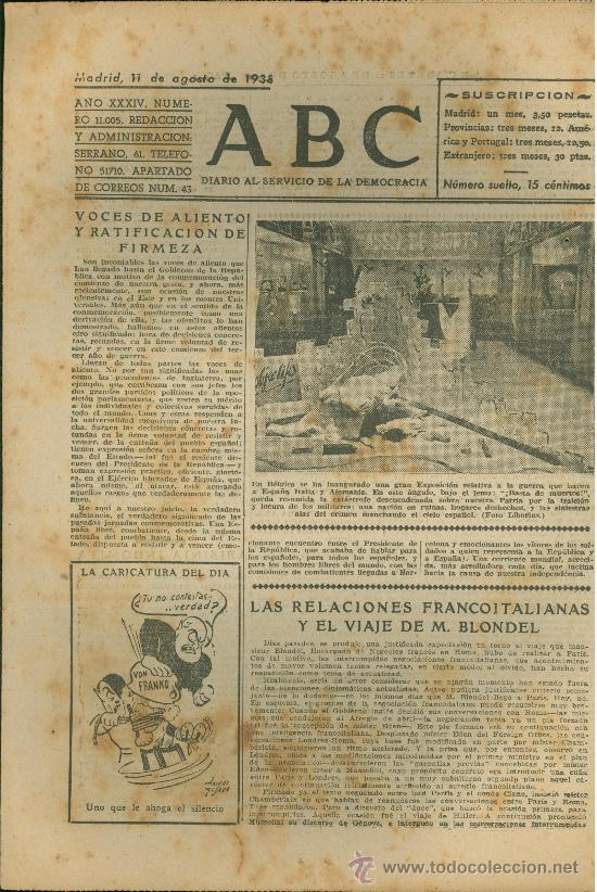 Militaria: ABC MADRID 11 AGOSTO 1938. BANDO REPUBLICANO. VER DESCRIPCION.