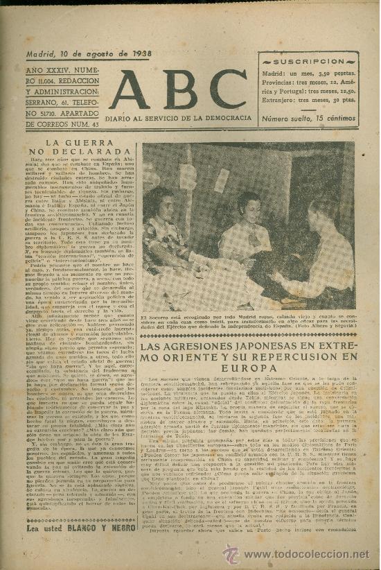 Militaria: ABC MADRID 10 AGOSTO 1938. BANDO REPUBLICANO. VER DESCRIPCION.