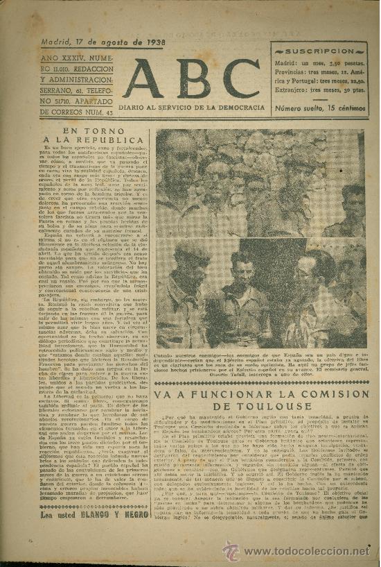 Militaria: ABC MADRID 17 AGOSTO 1938. BANDO REPUBLICANO. VER DESCRIPCION.