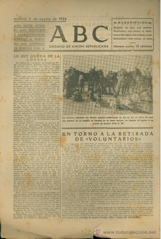 Militaria: ABC MADRID 2 AGOSTO 1938. BANDO REPUBLICANO. VER DESCRIPCION.