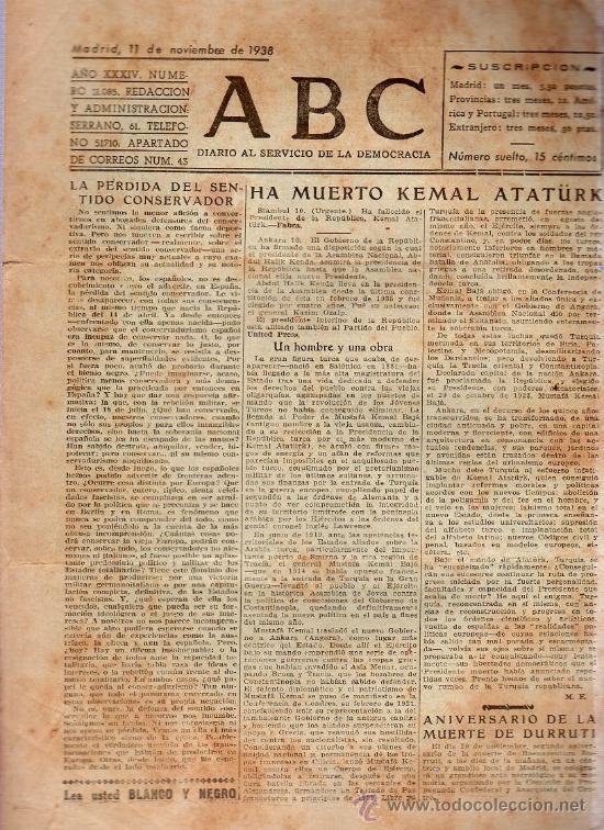 Militaria: ABC MADRID 11 NOVIEMBRE 1938. BANDO REPUBLICANO. VER DESCRIPCION.