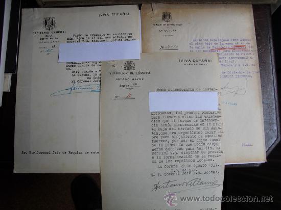 Militaria: 1937 ESCRITO DEL ESTADO MAYOR DEL VIII CUERPO DE EJERCITO Y DOS MAS RELACIONADOS DE 1940