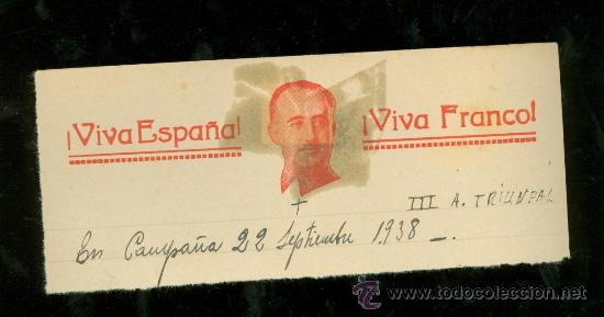 Militaria: MEMBRETE DE GUERRA CIVIL.