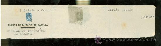 Militaria: MEMBRETE DE GUERRA CIVIL.