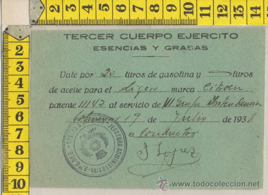 Militaria: VALE GUERRA CIVIL SELLO VI&Ntilde;ETA III C. DE EJERCITO COLMENAR MADRID 1938 FIRMA ORIGINAL MILITAR