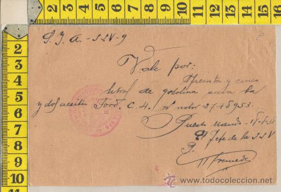 Militaria: VALE GUERRA CIVIL SELLO VI&Ntilde;ETA GRUPO DE INFORMACION DE ARTILLERIA 1938 FIRMA ORIGINAL MILITAR