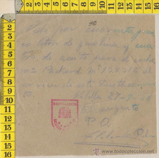 Military Antiques: VALE GUERRA CIVIL SELLO VI&Ntilde;ETA BATALLON DE ZAPADORES VELILLA MADRID 1938 FIRMA ORIGINAL MILITAR