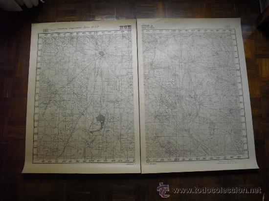 Militaria: EDICI&Oacute;N ESPECIAL DE JULIO DE 1937 EN DOS HOJAS DEL MAPA DE HUESCA 95X136 CMS EJERCITO REPUBLICANO