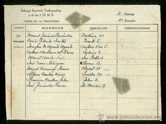 Militaria: FALANGE ESPA&Ntilde;OLA TRADICIONALISTA DE LA JONS. PERSONAL DE LA 2&ordf; ESCUADRA, 3&ordf; FALANGE
