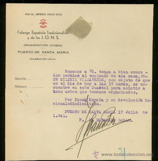 Militaria: FALANGE ESPA&Ntilde;OLA TRADICIONALISTA Y DE LA JONS, COMUNICADO DE CITACI&Oacute;N A UN ACTO EN EL CUARTEL